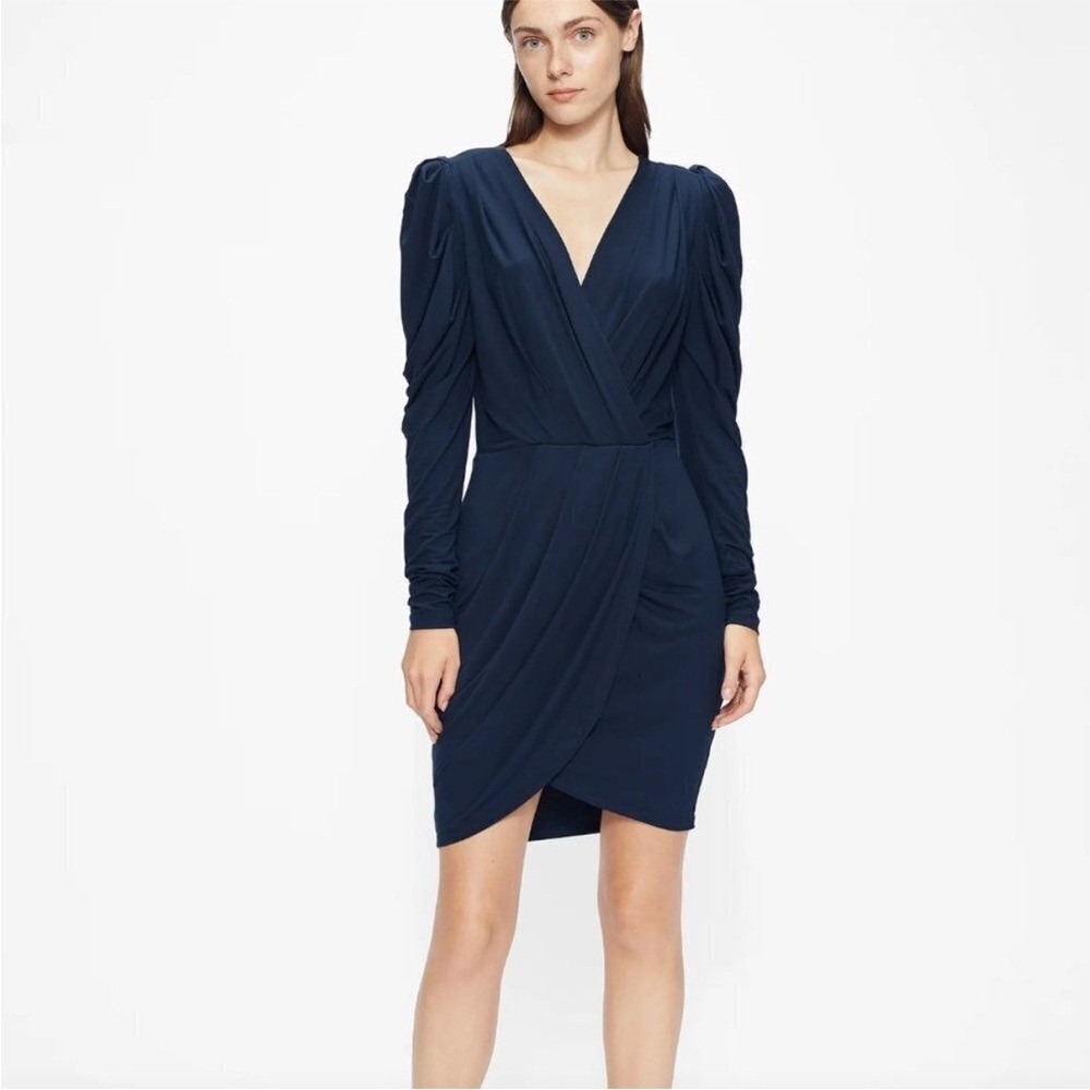 NWT Ted‎ Baker Elvasi Navy Blue Wrap Front Jersey Dress